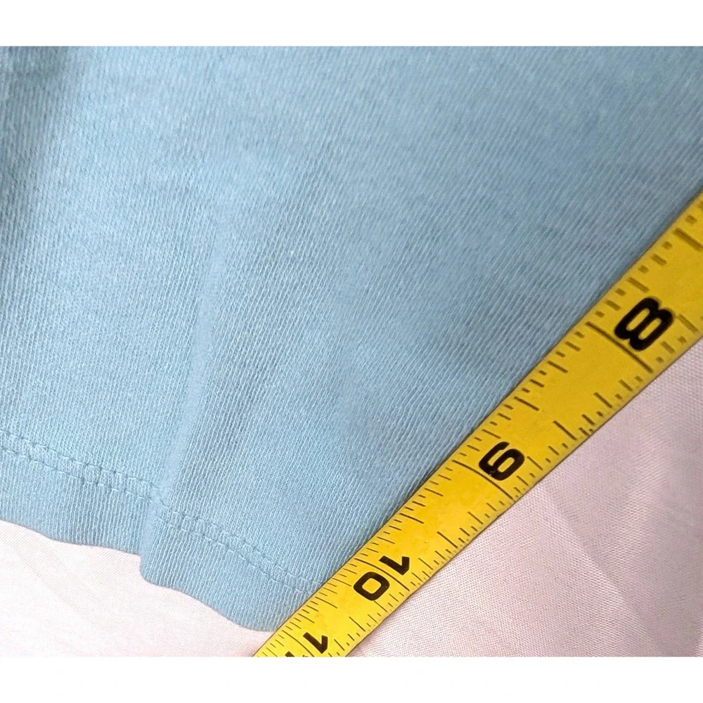 Coldwater Creek Womens L Light Blue Cotton Boat Neck 3/4 Sleeve Top Arm Pocket
